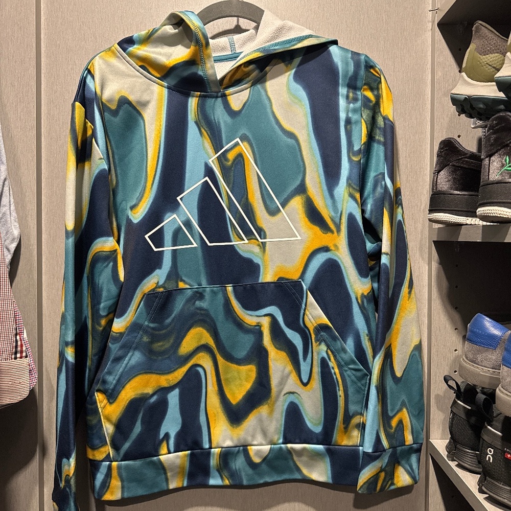 Adidas Boys Hoodie Blue and Yellow Tie Die Activewear